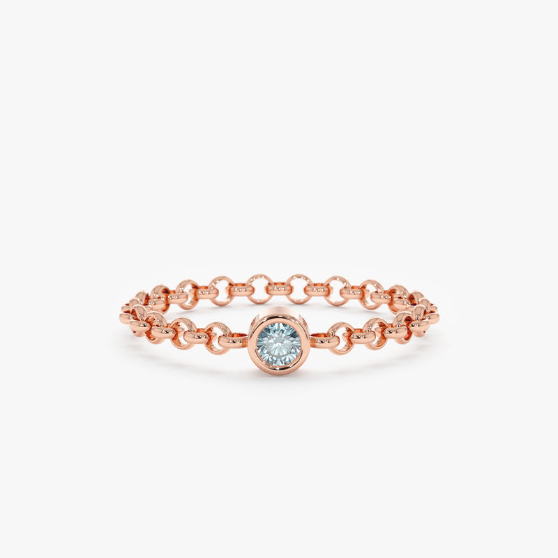 Rose Gold Aquamarine Chain Ring