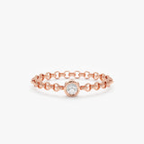 Rose Gold Diamond Bezel Chain Ring