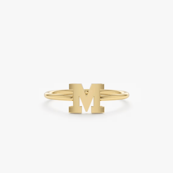 yellow gold initial ring