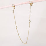 Minimalist Dangling Chain Earring studs with multiple diamonds 