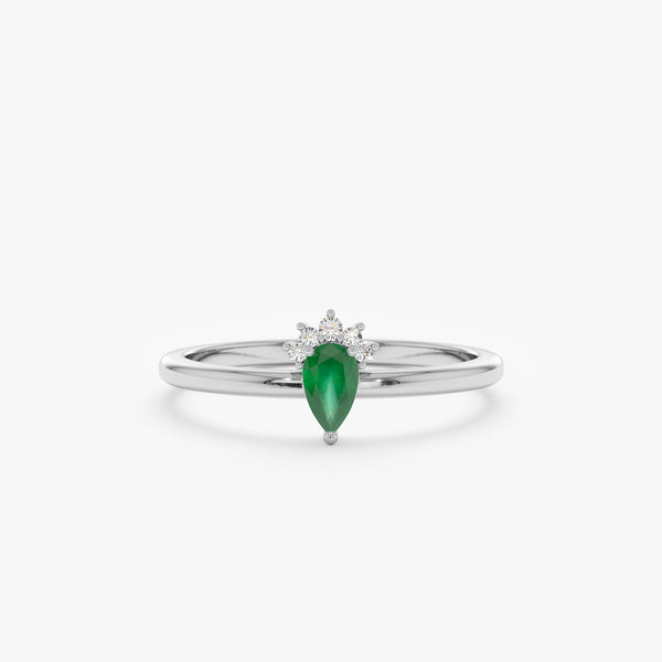 white gold emerald diamond ring