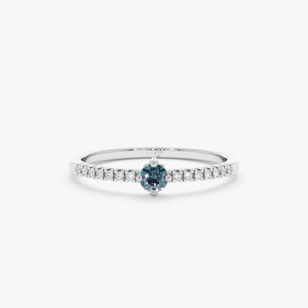 White Gold Diamond Blue Topaz Ring