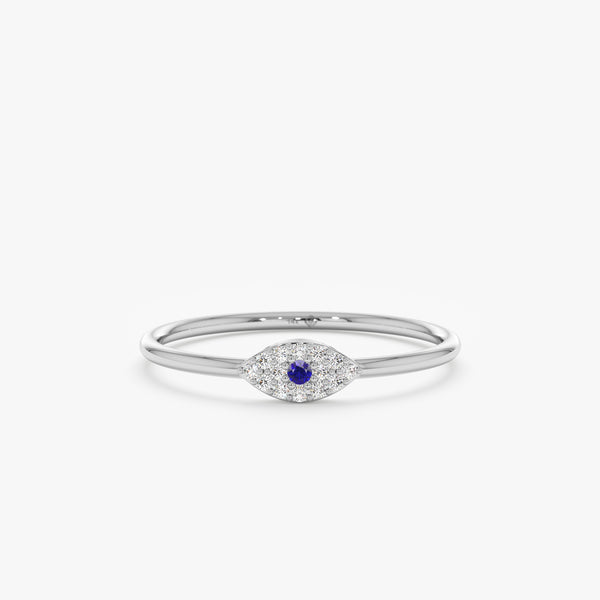 White Gold Sapphire Diamond Evil Eye Ring