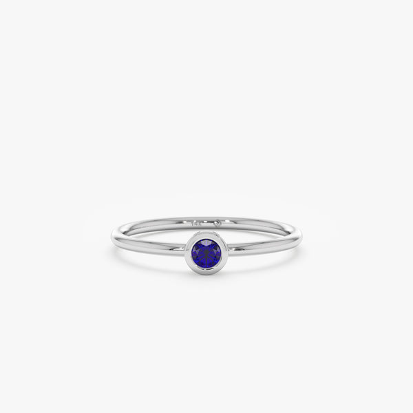 White Gold Minimalist Blue Sapphire Ring