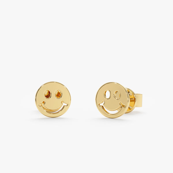 Solid Gold Smiley Face Studs