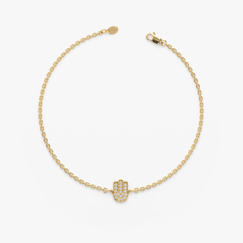 Solid Gold Natural Diamond Hamsa Bracelet