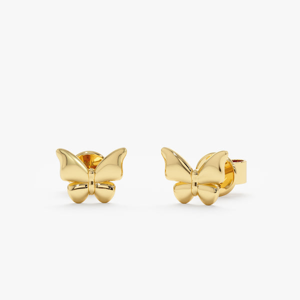Handmade Solid 14k Gold Butterfly Stud earrings