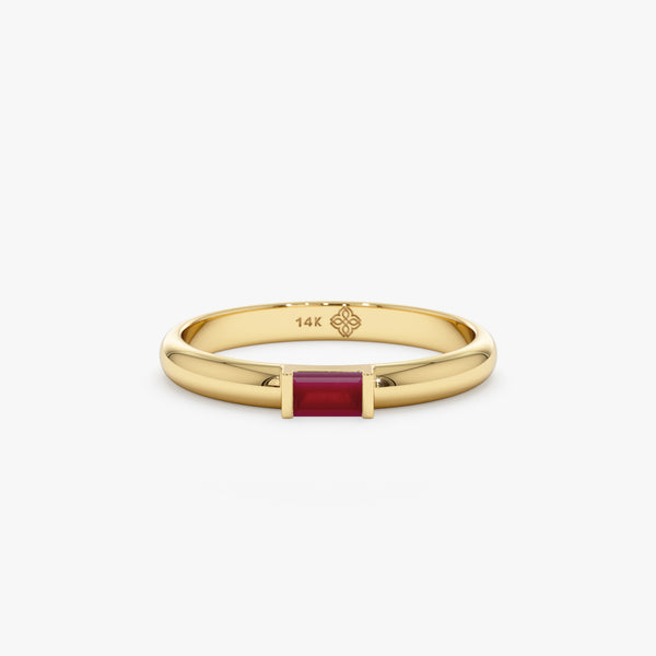 Solid Gold Dome Band Ruby Ring