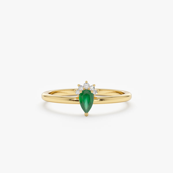 Pear Cut Emerald Ring with Diamonds