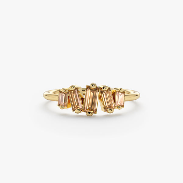 Yellow Gold Baguette Citrine Ring