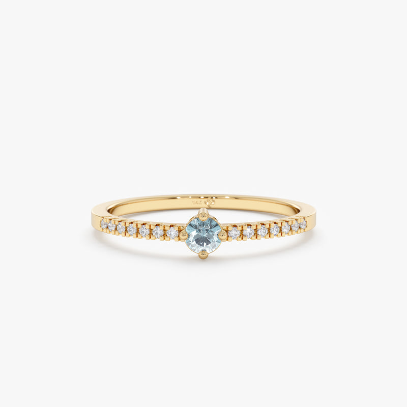 Aquamarine Diamond Birthstone Ring