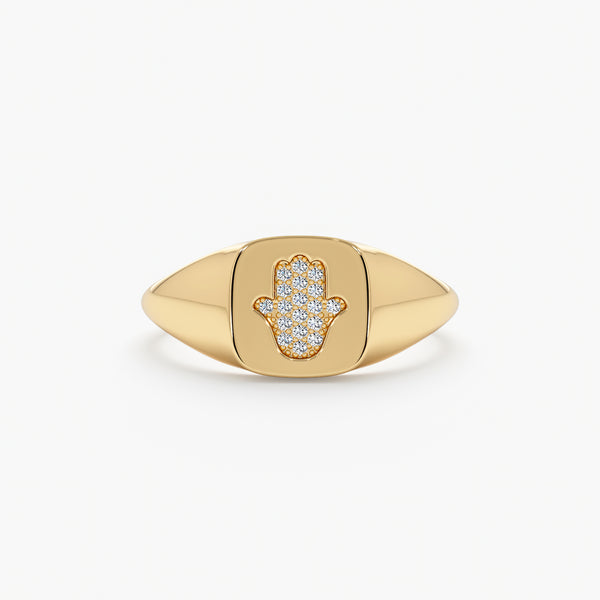 Hamsa Signet Ring In Yellow Gold 