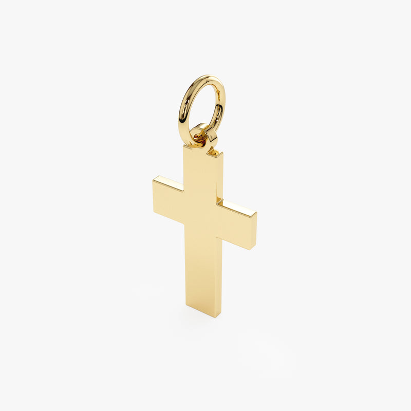 engravable Solid Gold Cross Necklace Charm