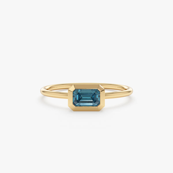Octagon Blue Topaz Ring