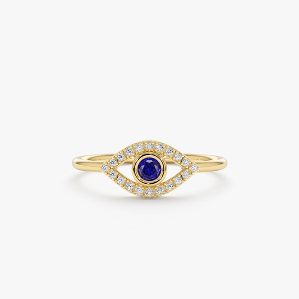 Dainty Sapphire and Diamond Evil Eye Ring