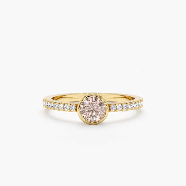 Diamond and Morganite Bezel Ring