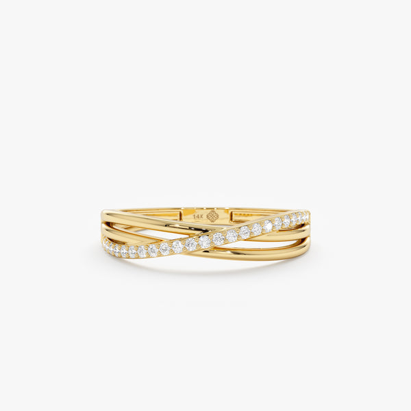Yellow Gold Diamond Crossover Ring