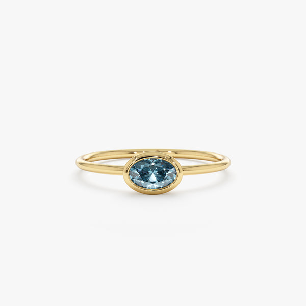 Dainty Blue Topaz Gold Ring