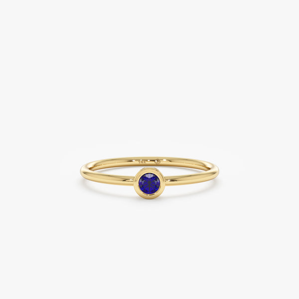 Minimalist Blue Sapphire Bezel Ring