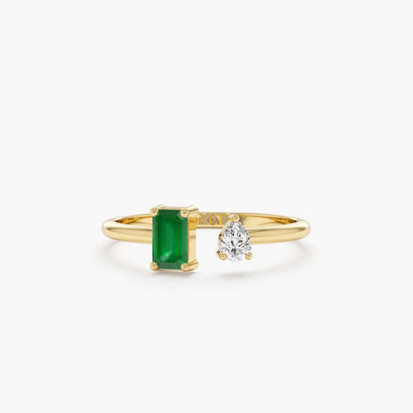Open Emerald Ring In Solid Yellow Gold