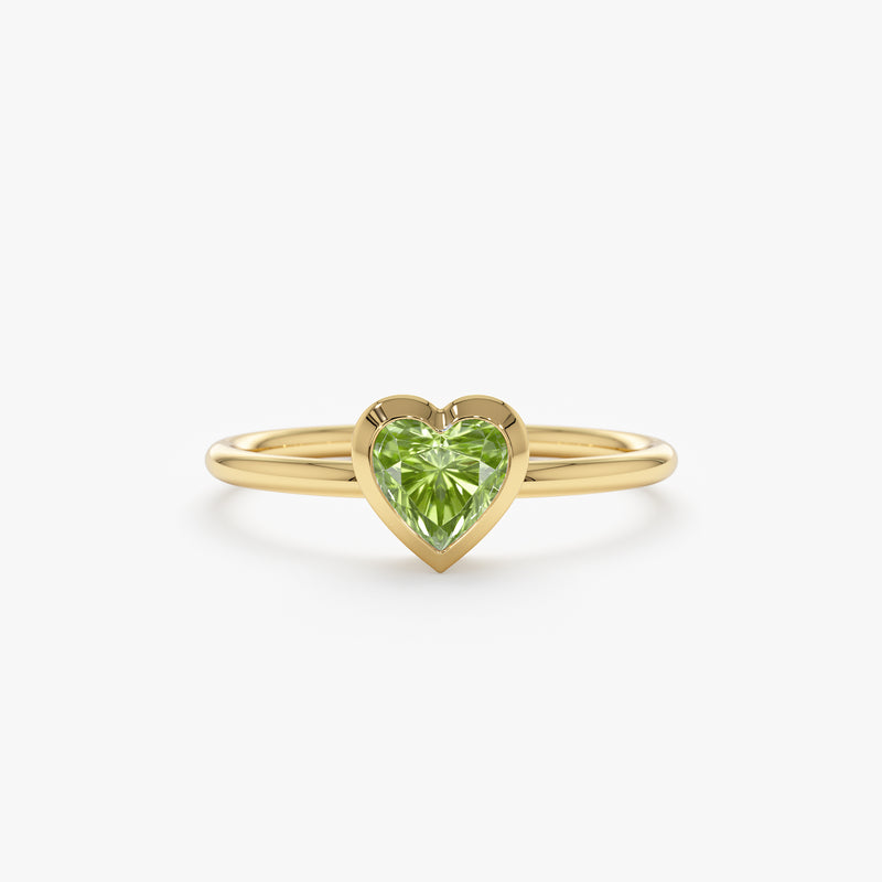 Solid Gold Peridot Heart Ring