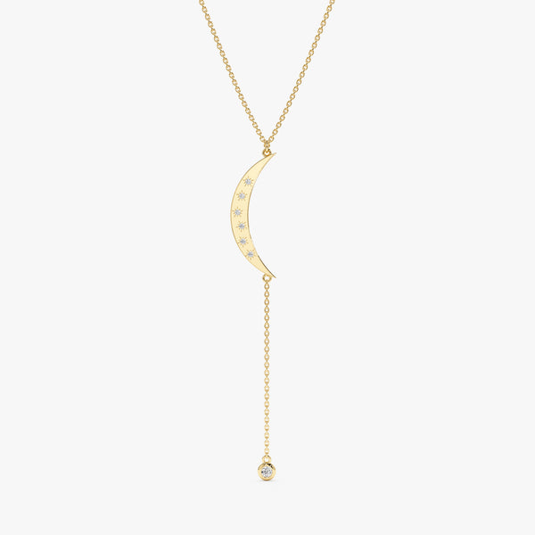 solid gold Crescent Diamond Lariat Necklace