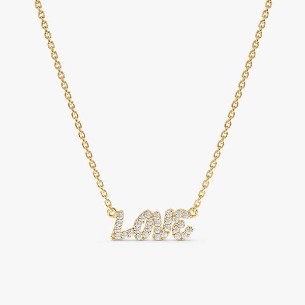 Uppercase Diamond Love pendant Necklace in solid gold