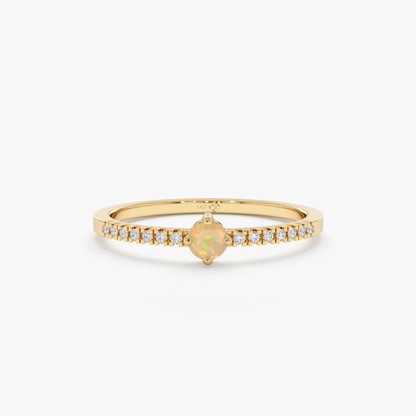Opal and Diamond Birthstone Ring