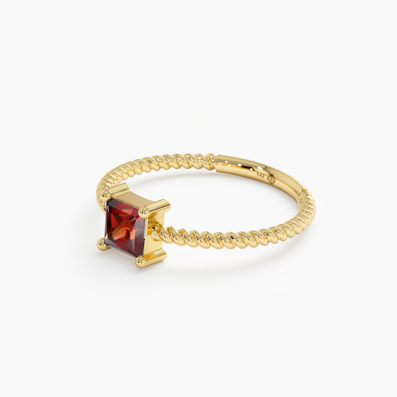Solid Gold Prong Set Garnet Ring