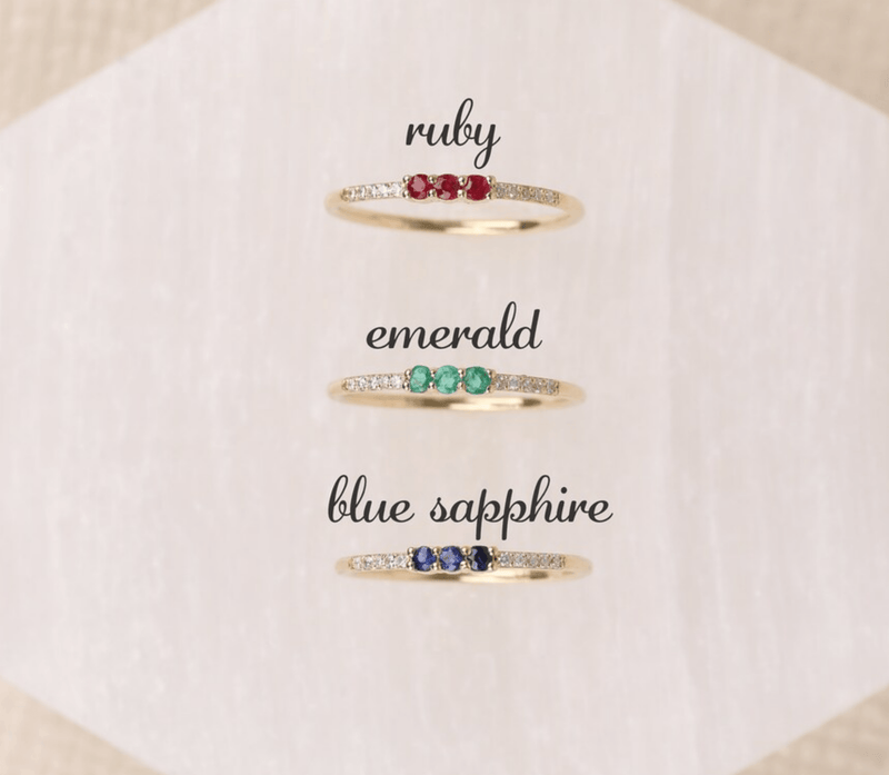sarah elise solid gold diamond and gemtone bands