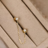 Pair of handcrafted solid gold petite chain earring studs for her