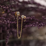 pair of dainty handmade natural diamond chain dangling earrings