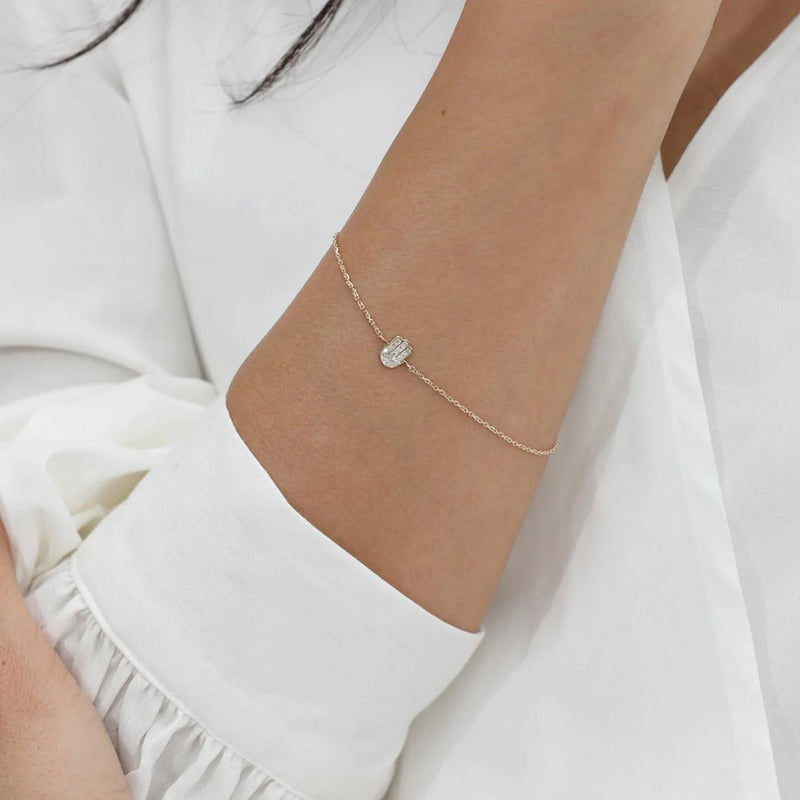 Minimalist Hamsa Bracelet with Diamonds
