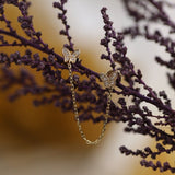 dainty Diamond Dangling Chain Earrings in butterfly shape