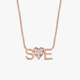 Rose Gold Heart and Initial necklace