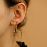 Dangly Cable Chain Earring Charm on model 