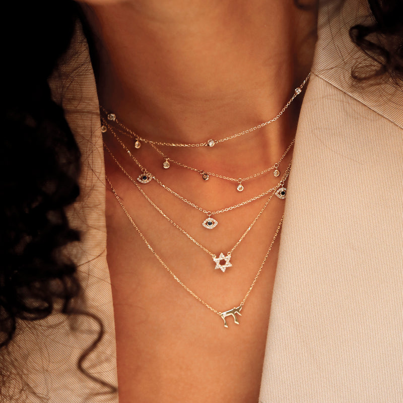 Natural Diamond & Sapphire Evil Eye Layering Necklace, Lucille