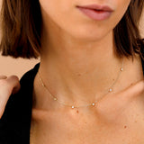 dainty handcrafted multiple diamond set necklace in solid gold for her