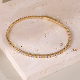 half beaded half diamond, solid gold bangle