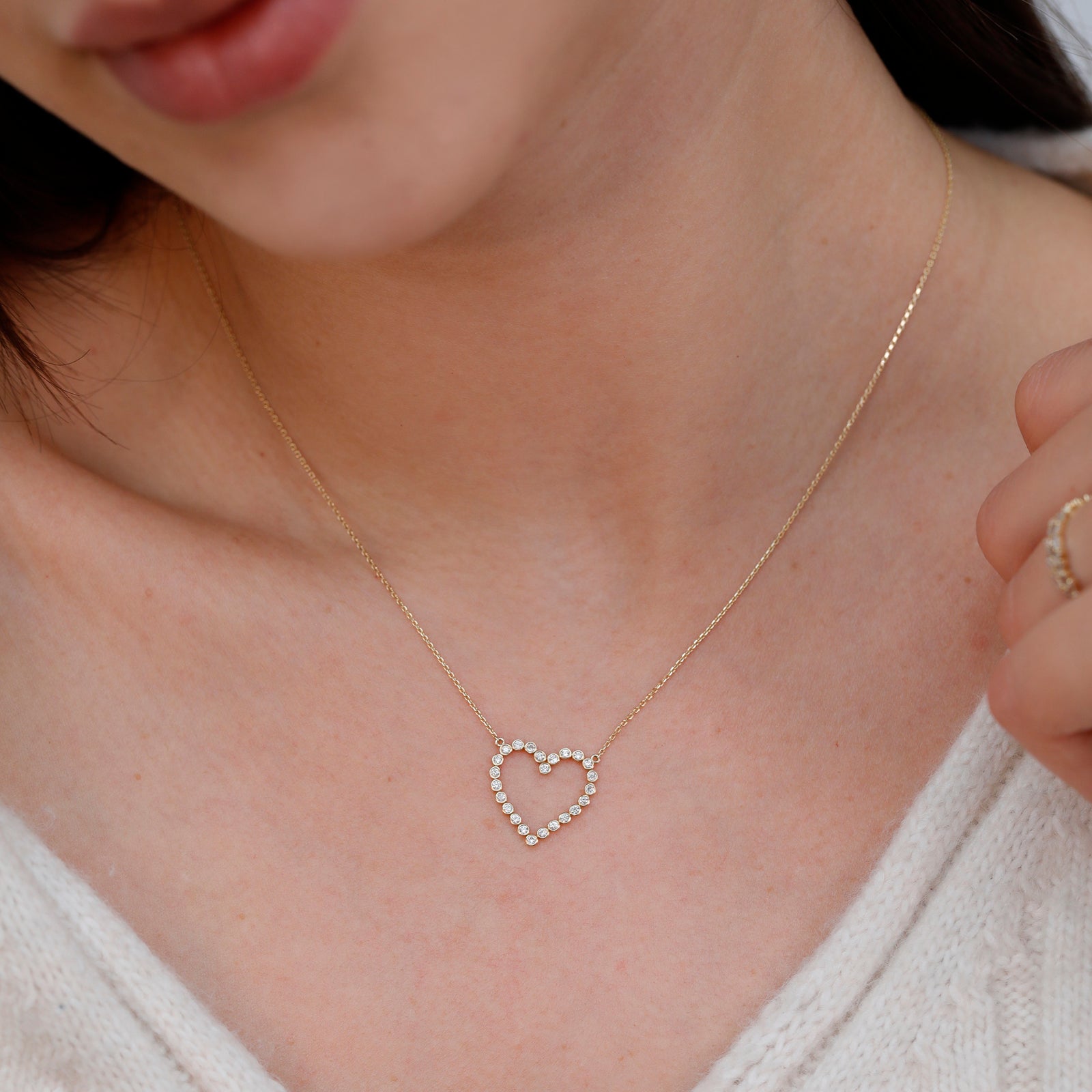 Natural Diamond-Lined Heart Necklace | Sarah Elise Jewelry