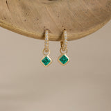 Handmade dainty Asscher Cut Emerald Earring Charms