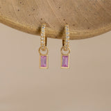 petite pink sapphire charms with diamond hoops