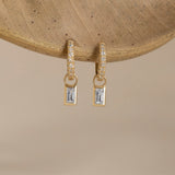 Pair of handcrafted 14k solid gold white diamond charms for huggies