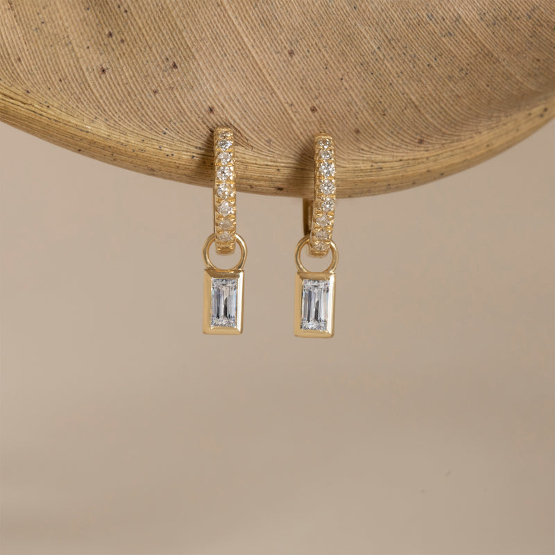 handmade diamond hoops with charms