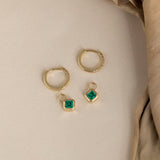 natural diamond and emerald gold huggies and charms