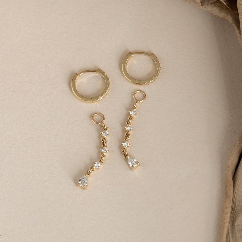 diamond huggies and charms