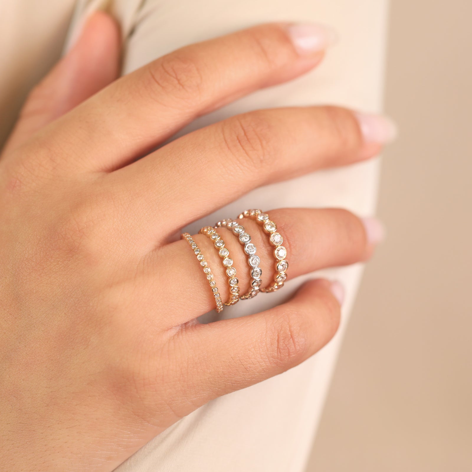Eternity Ring Dainty Gold Stacking Rings Minimalistic Design Solid