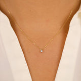 simple dainty diamond necklace in solid gold