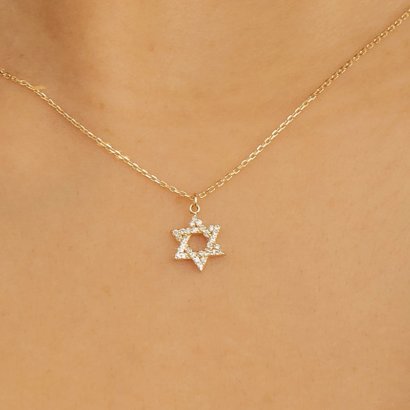Star of David Necklace in 14k Gold