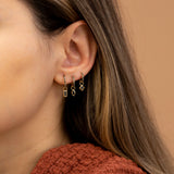 gold black diamond earring stack